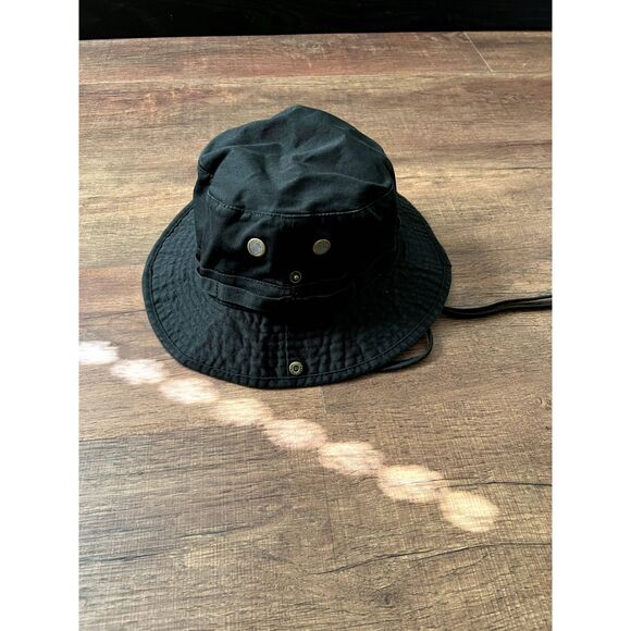 Black bucket hat, hunting hat, sun protection hat, Size XL, with adjustable cord - Picture 1 of 11